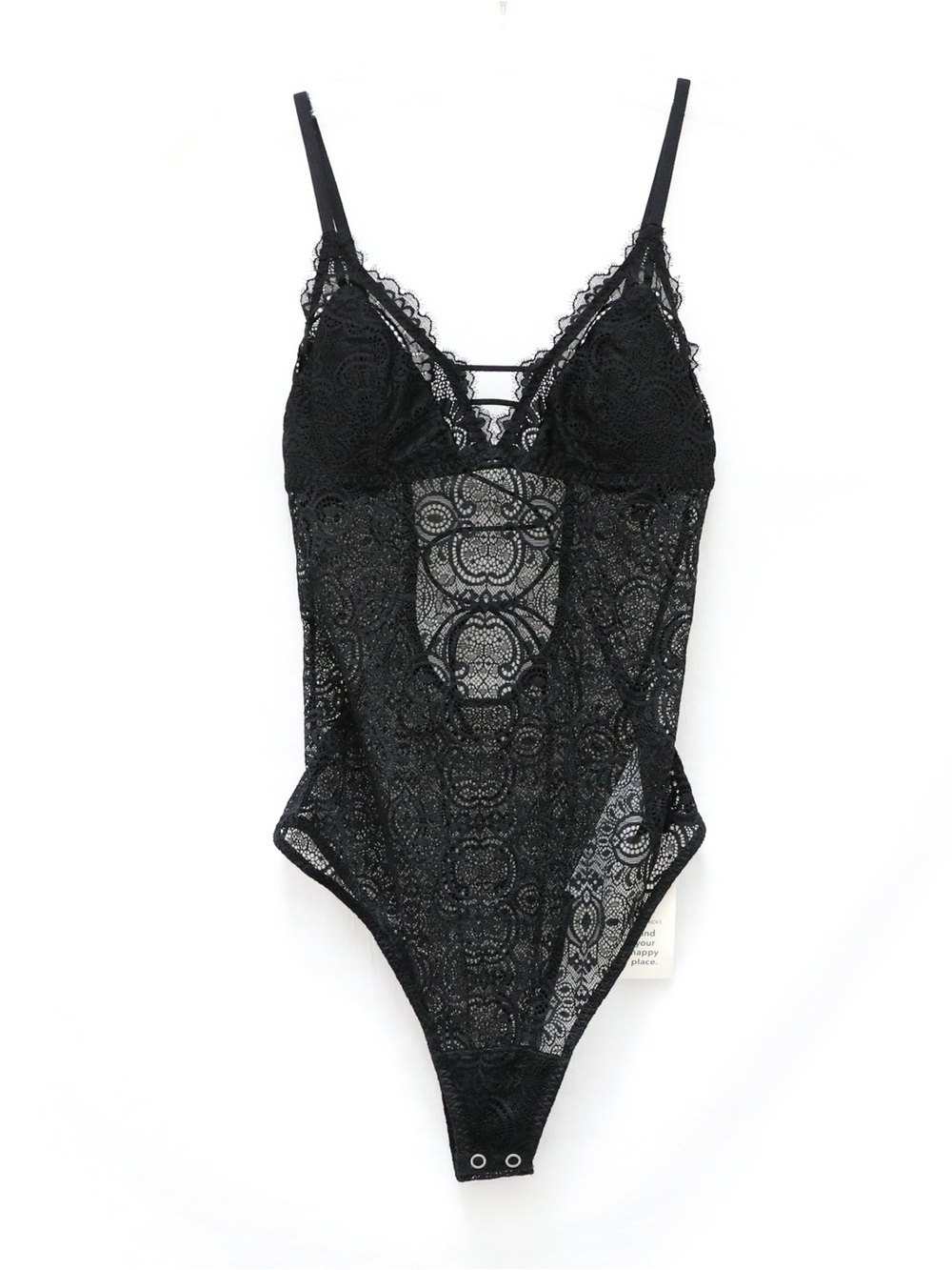 NWT Gilly Hicks black lace lingerie teddy gothic underwear lace up S bodysuit
